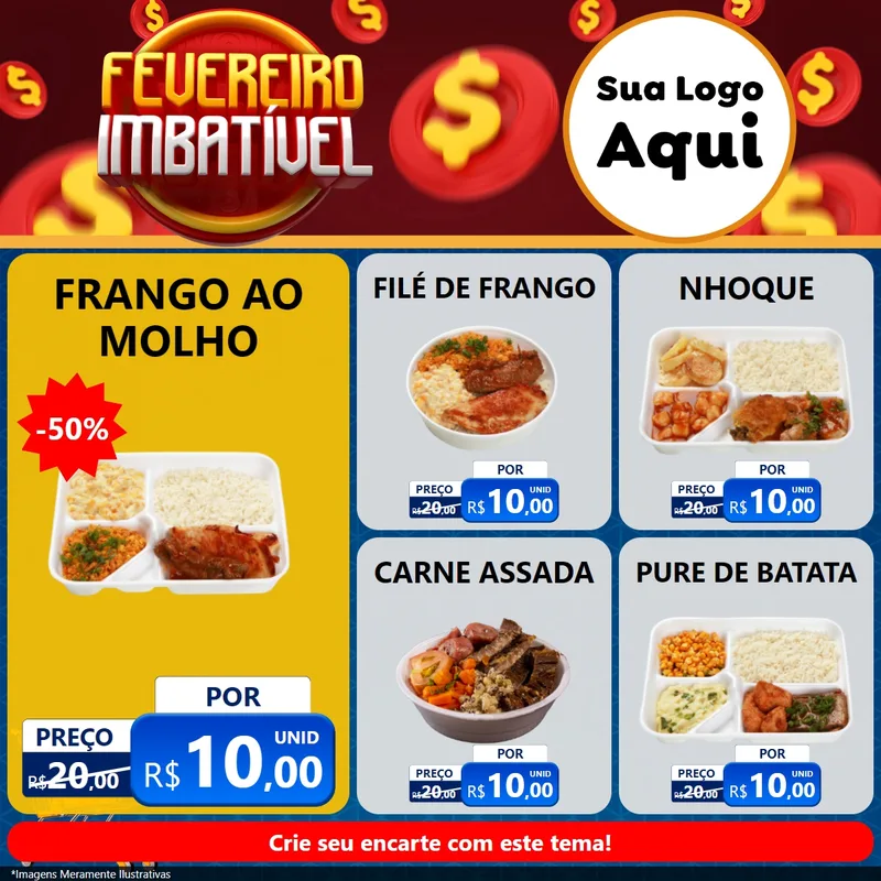 Modelo de Rede Social para Feed Facebook com o tema Fevereiro Imbatível para Restaurante