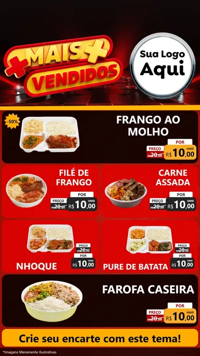 Modelo de TV para TV Vertical com o tema Mais Vendidos para Restaurante