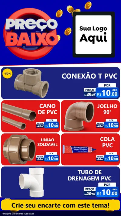 Modelo de TV para TV Vertical com o tema Preço Baixo para Tubos e conexões