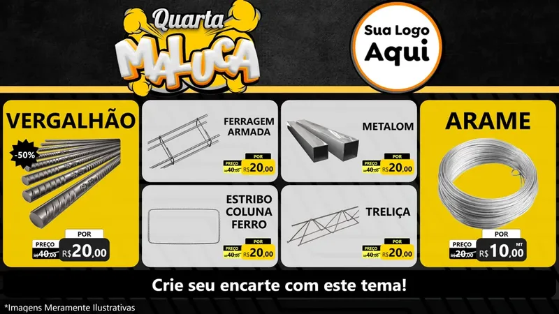 Modelo de TV para TV Horizontal com o tema Quarta Maluca para Ferragens