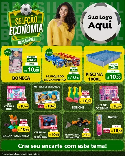 Modelo de Rede Social para Feed Instagram com o tema Seleção de Economia - Copa para Brinquedos