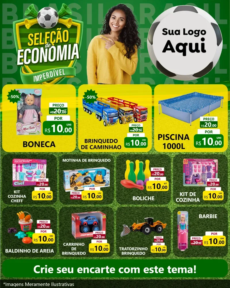 Modelo de Rede Social para Feed Instagram com o tema Seleção de Economia - Copa para Brinquedos