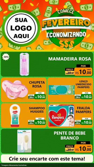 Modelo de TV para TV Vertical com o tema Comece Fevereiro Economizando para Bebês
