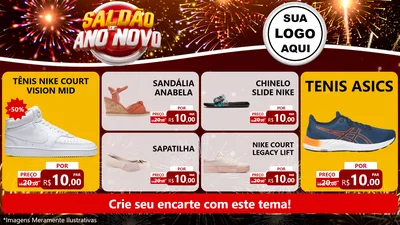 Modelo de TV para TV Horizontal com o tema Saldão de Ano Novo para Calçados
