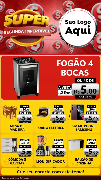 Modelo de Rede Social para Stories com o tema Super Segunda Imperdível para Móveis e Eletro