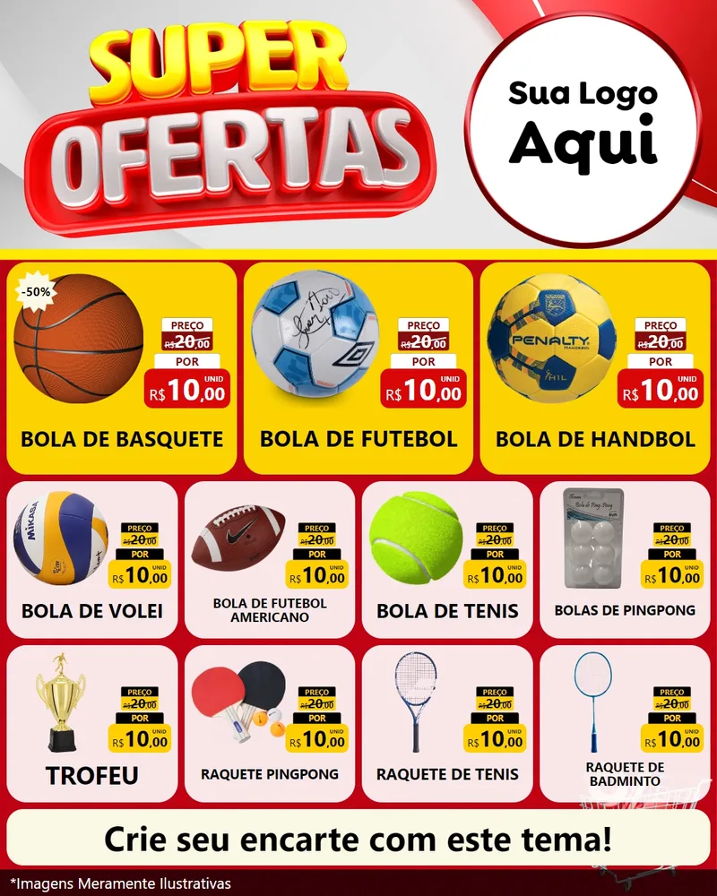 Modelo de Rede Social para Feed Instagram com o tema Super Ofertas para Artigos Esportivos