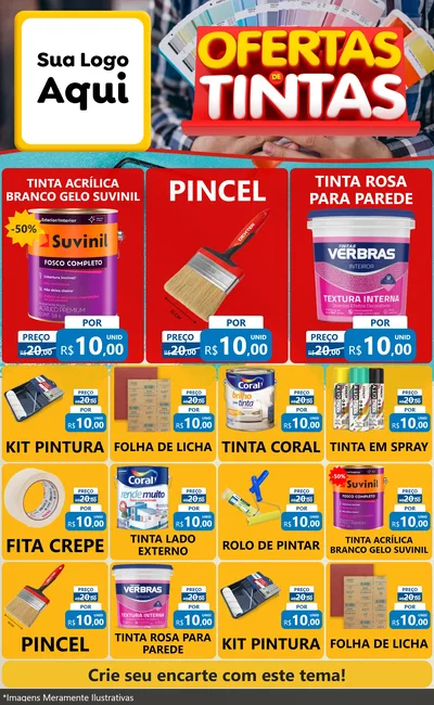 Modelo de Encarte para Encarte Grande com o tema Ofertas de Tintas para Tintas e Ferramentas