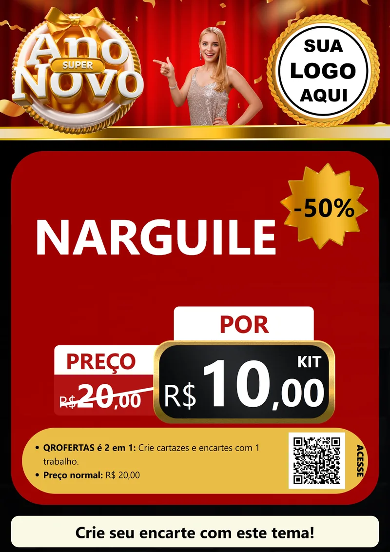 Modelo de Cartaz para Cartaz A4 Vertical com o tema Super Ano Novo para Tabacaria