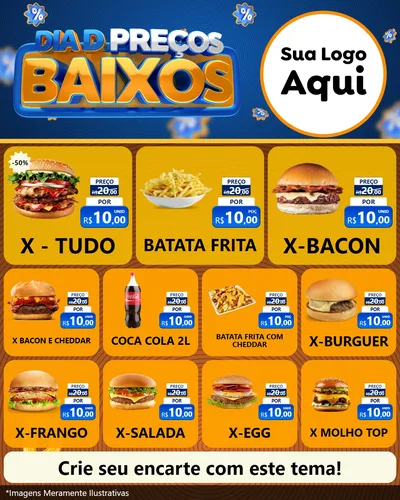 Modelo de Rede Social para Feed Instagram com o tema Dia D Preço Baixo para Hamburgueria