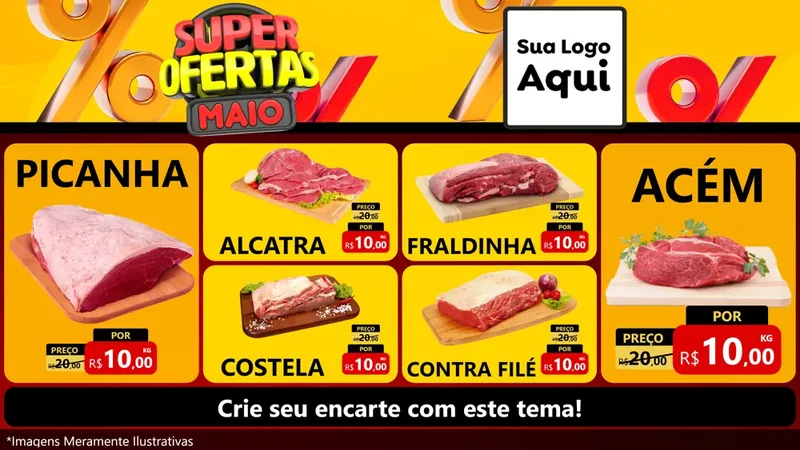 Modelo de TV para TV Horizontal com o tema Super Ofertas Maio para Açougue