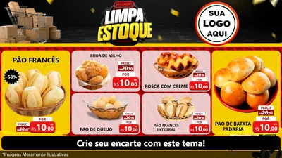 Modelo de TV para TV Horizontal com o tema Operação Limpa Estoque para Padaria