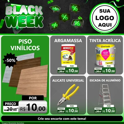Modelo de Rede Social para Feed Facebook com o tema Black Week para Material para Construção