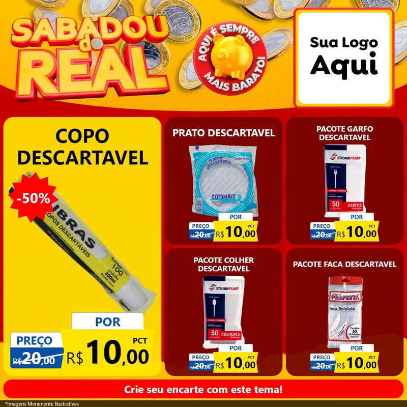 Modelo de Rede Social para Feed Facebook com o tema Sabadou do Real para Embalagens