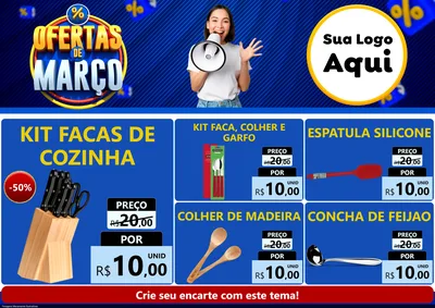 Modelo de Encarte para Encarte A4 Horizontal com o tema Ofertas de Março para Utilidades Domésticas