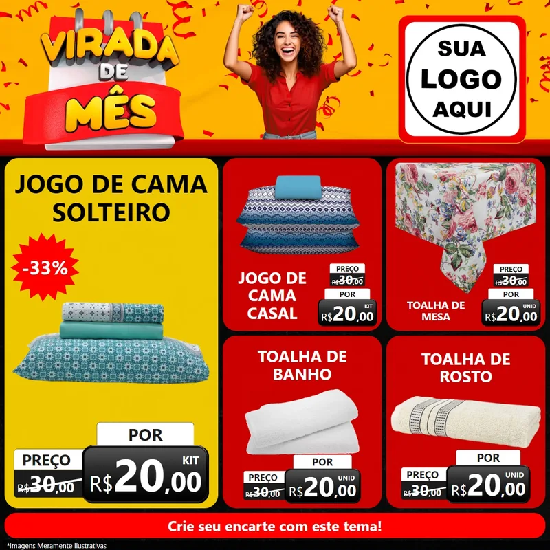 Modelo de Rede Social para Feed Facebook com o tema Virada de Mês para Cama, Mesa e Banho