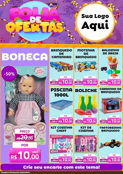 Modelo de Encarte para Encarte A4 Vertical com o tema Folia de Ofertas para Brinquedos