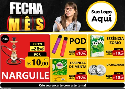 Modelo de Encarte para Encarte A4 Horizontal com o tema Fecha Mês para Tabacaria