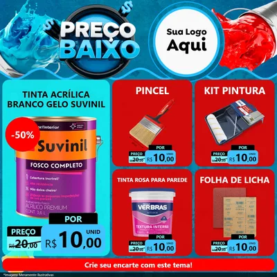 Modelo de Rede Social para Feed Facebook com o tema Preço Baixo - Tintas para Tintas e Ferramentas
