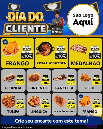 Modelo de Rede Social para Feed Instagram com o tema Dia Do Cliente para Assados