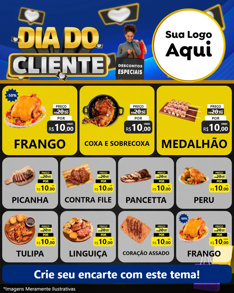 Modelo de Rede Social para Feed Instagram com o tema Dia Do Cliente para Assados