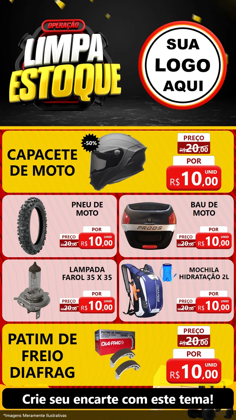 Modelo de TV para TV Vertical com o tema Operação Limpa Estoque para Moto peças