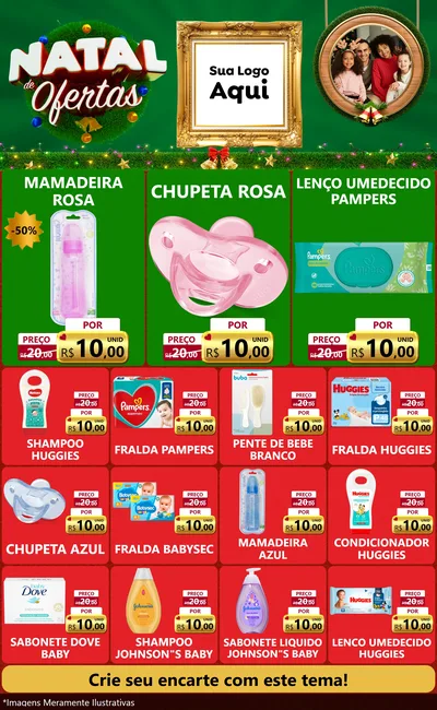Modelo de Encarte para Encarte Grande com o tema Natal de Ofertas para Bebês