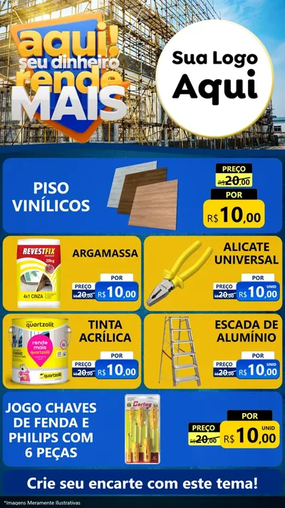 Modelo de TV para TV Vertical com o tema Aqui Seu Dinheiro Rende Mais para Material para Construção