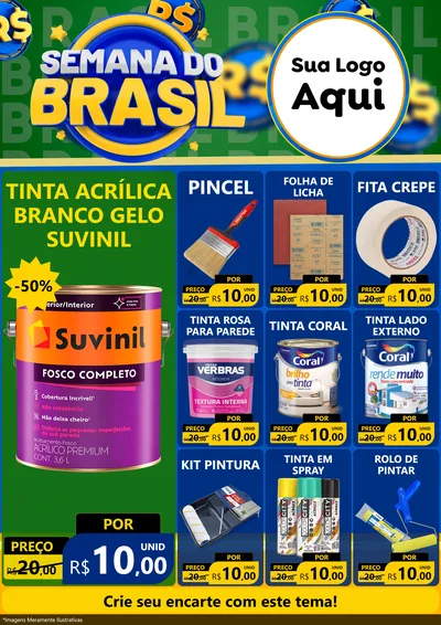Modelo de Encarte para Encarte A4 Vertical com o tema Semana Do Brasil para Tintas e Ferramentas