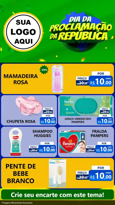 Modelo de TV para TV Vertical com o tema Dia Da Proclamação Da República para Bebês