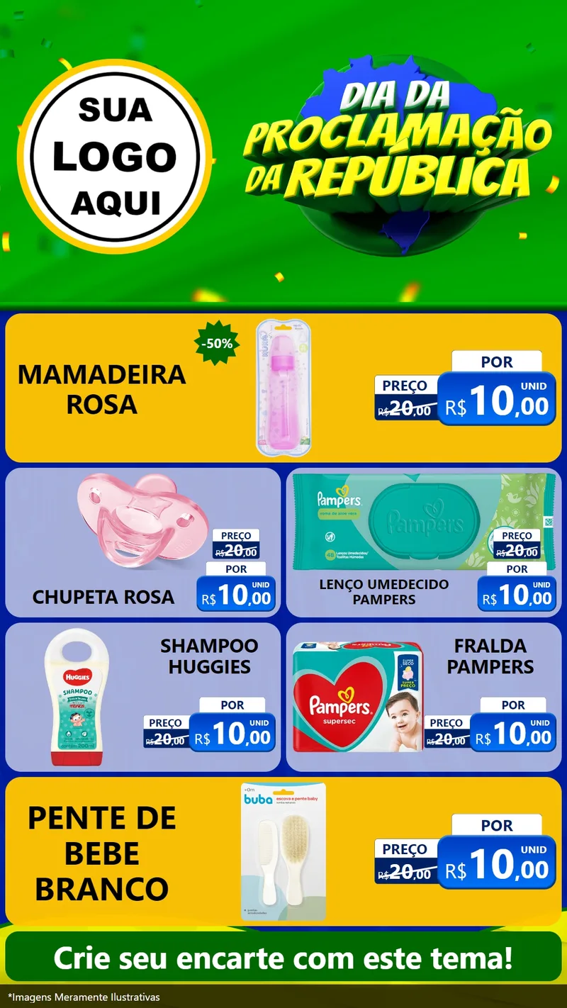 Modelo de TV para TV Vertical com o tema Dia Da Proclamação Da República para Bebês