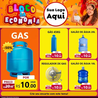 Modelo de Rede Social para Feed Facebook com o tema Bloco da Economia para Água e gás