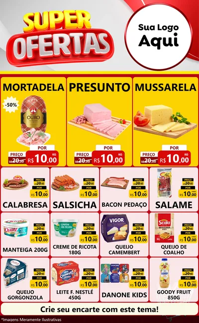 Modelo de Encarte para Encarte Grande com o tema Super Ofertas para Frios e Laticínios