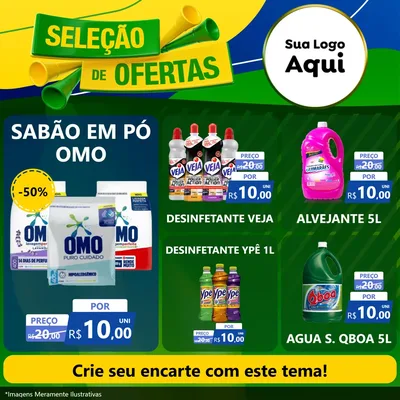 Modelo de Rede Social para Feed Facebook com o tema Seleção de Ofertas - Copa para Produtos de Limpeza