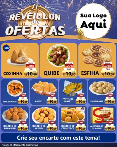 Modelo de Rede Social para Feed Instagram com o tema Réveillon de Ofertas para Salgadaria
