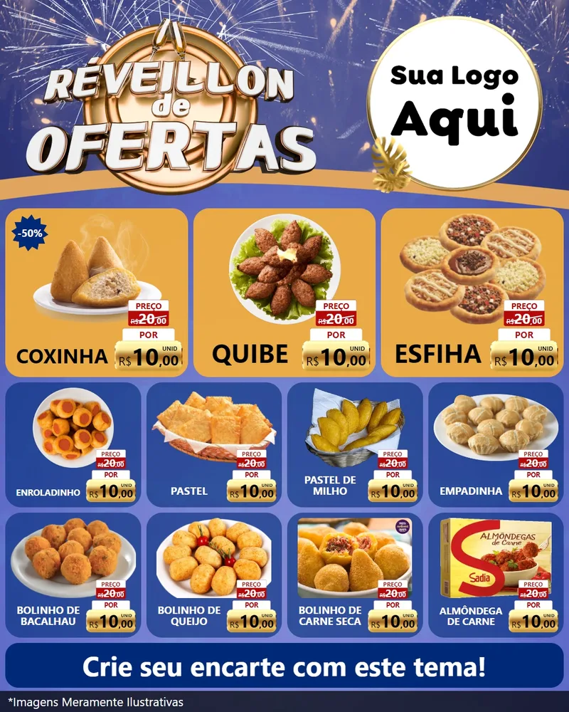 Modelo de Rede Social para Feed Instagram com o tema Réveillon de Ofertas para Salgadaria
