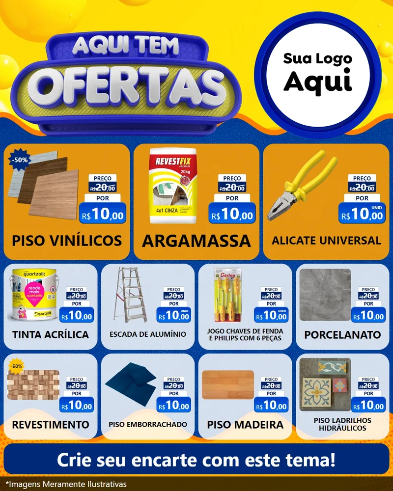 Modelo de Rede Social para Feed Instagram com o tema Aqui Tem Ofertas para Material para Construção