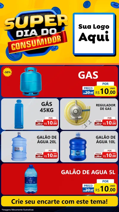 Modelo de TV para TV Vertical com o tema Super Dia do Consumidor para Água e gás