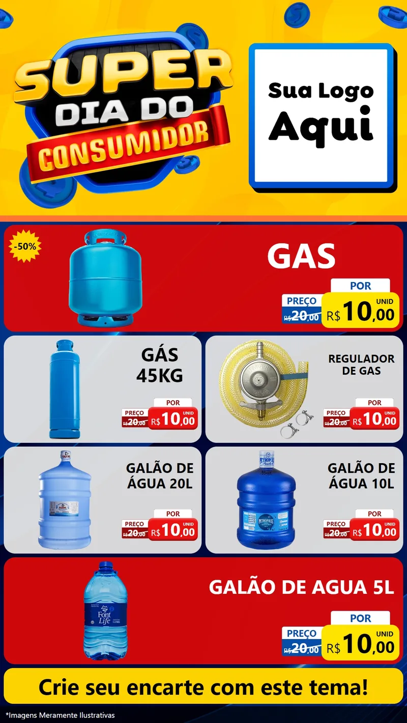 Modelo de TV para TV Vertical com o tema Super Dia do Consumidor para Água e gás