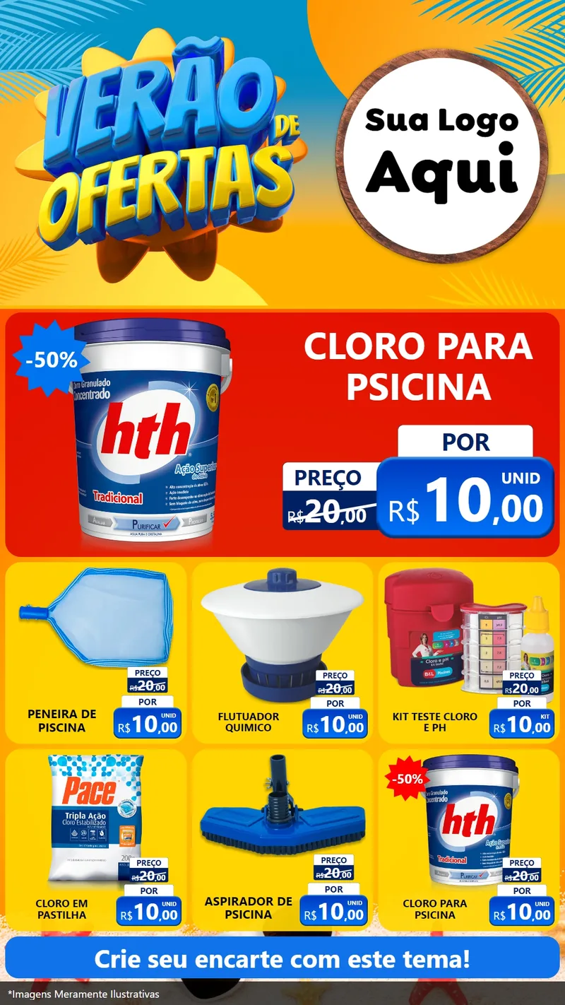 Modelo de Rede Social para Stories com o tema Verão de Ofertas para Produtos para Piscina