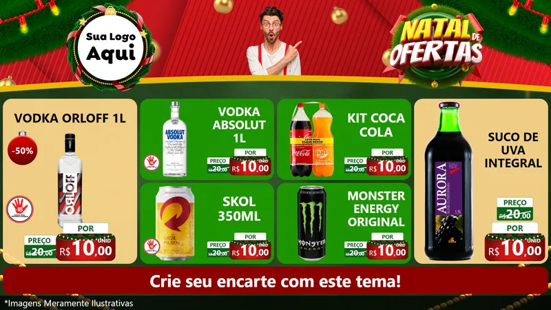 Modelo de TV para TV Horizontal com o tema Natal de Ofertas para Distribuidora de bebidas