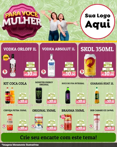 Modelo de Rede Social para Feed Instagram com o tema Para Você Mulher para Distribuidora de bebidas