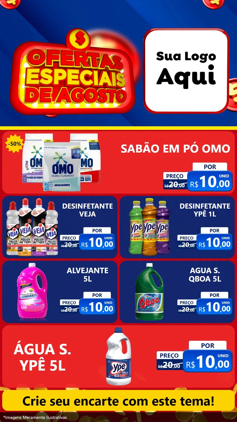 Modelo de TV para TV Vertical com o tema Ofertas Especiais de Agosto para Produtos de Limpeza