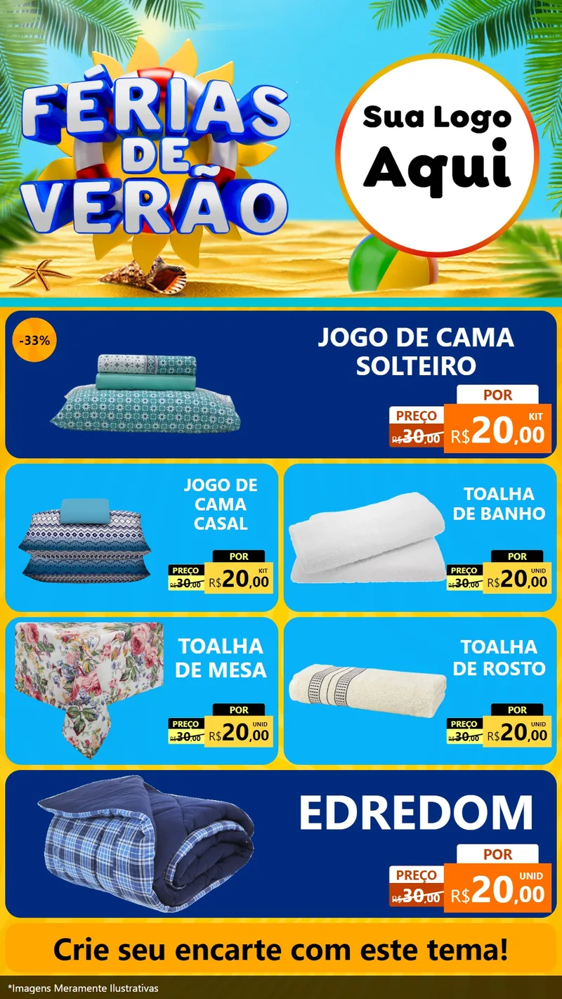 Modelo de TV para TV Vertical com o tema Férias de Verão para Cama, Mesa e Banho