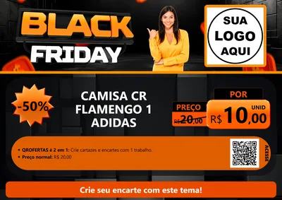 Modelo de Cartaz para Cartaz A4 Horizontal com o tema Black Friday para Roupas e acessórios