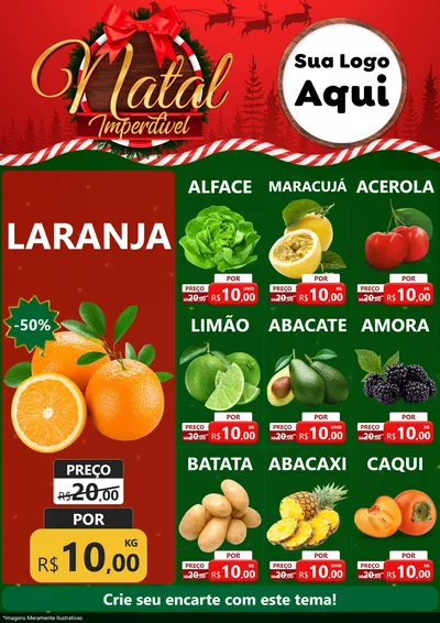 Modelo de Encarte para Encarte A4 Vertical com o tema Natal Imperdível para Hortifrúti