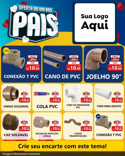 Modelo de Rede Social para Feed Instagram com o tema Oferta Do Dia Dos Pais para Tubos e conexões