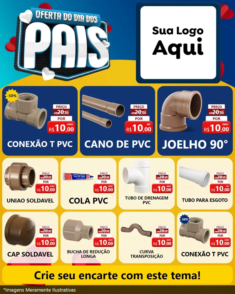 Modelo de Rede Social para Feed Instagram com o tema Oferta Do Dia Dos Pais para Tubos e conexões