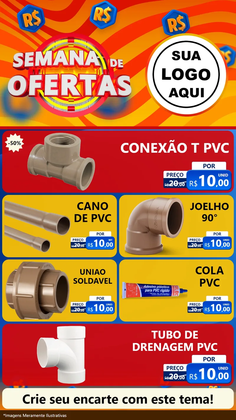 Modelo de TV para TV Vertical com o tema Semana de Ofertas para Tubos e conexões