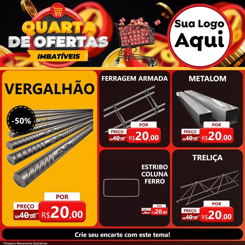Modelo de Rede Social para Feed Facebook com o tema Quarta de Ofertas Imbatíveis para Ferragens