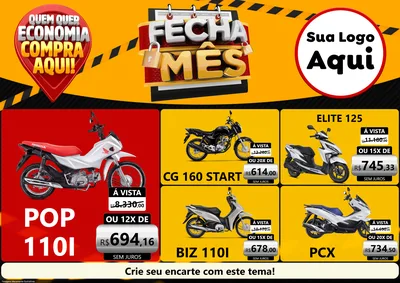 Modelo de Encarte para Encarte A4 Horizontal com o tema Fecha Mês para Concessionaria de Motos